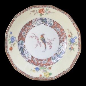 VINTAGE Theodore Haviland Limoges NABOB Bird Rust Floral 8” Salad Plate France